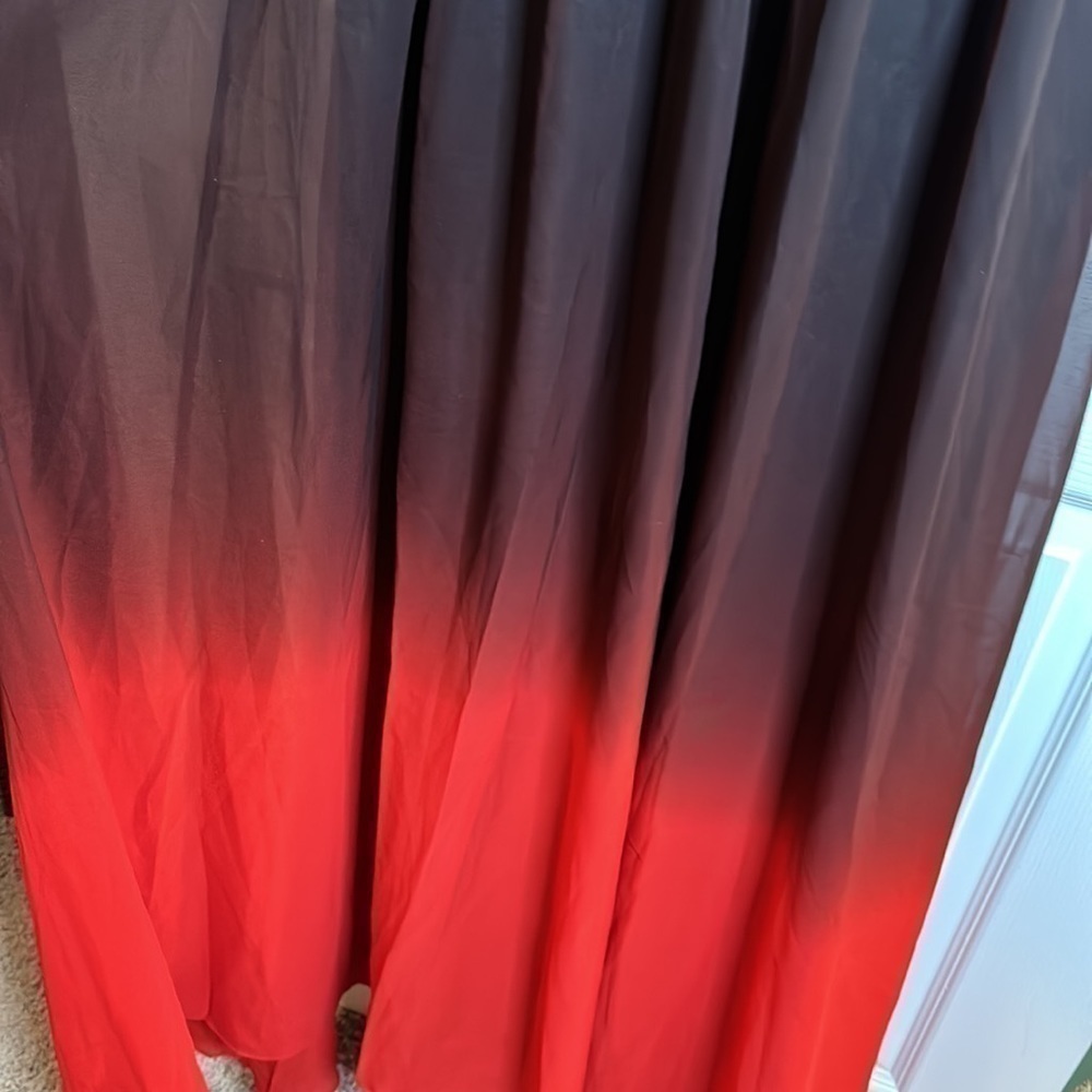 Black and Red Ombre Chiffon Gradient Long Prom Formal Evening Dress - Picture 7 of 9
